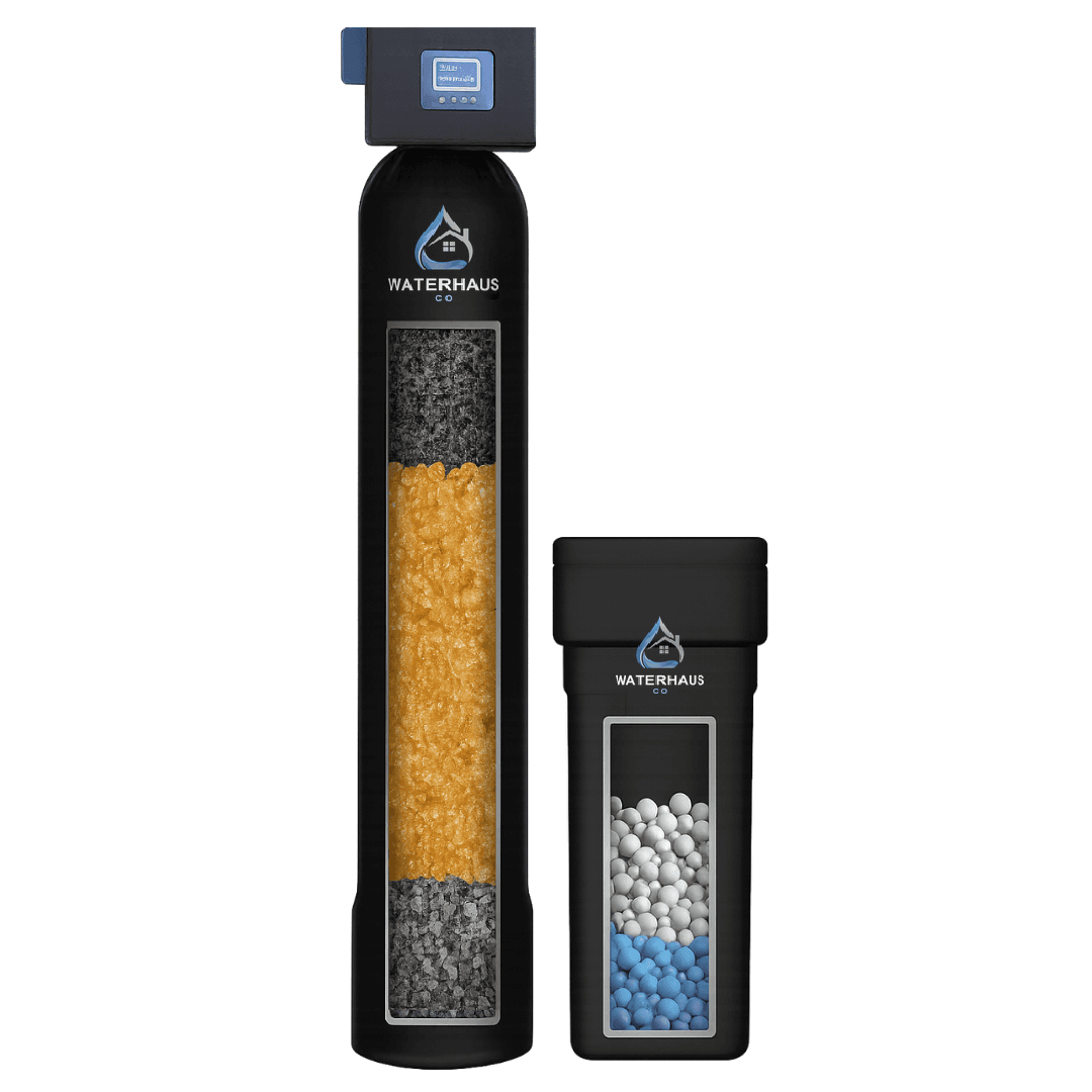 WaterHaus whole-home softener and filtration tank with its brine tank