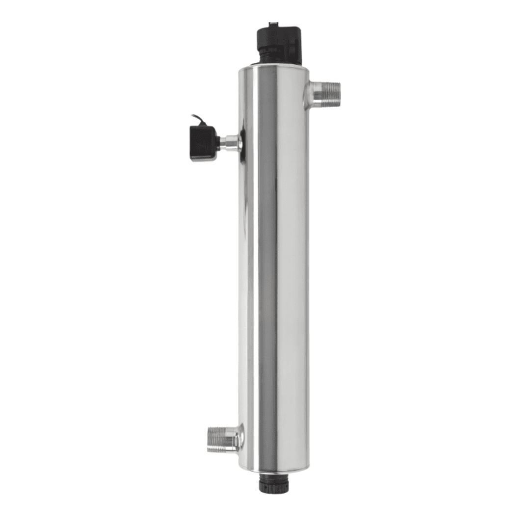 Whole-home ultraviolet water purifier in stainless steel